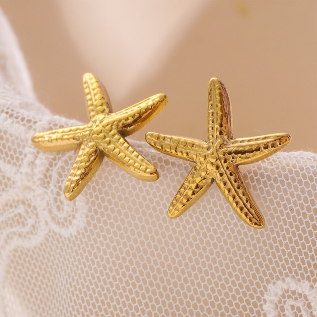 Ocean Inspired Elegance Gold Plated Starfish Stud Earrings