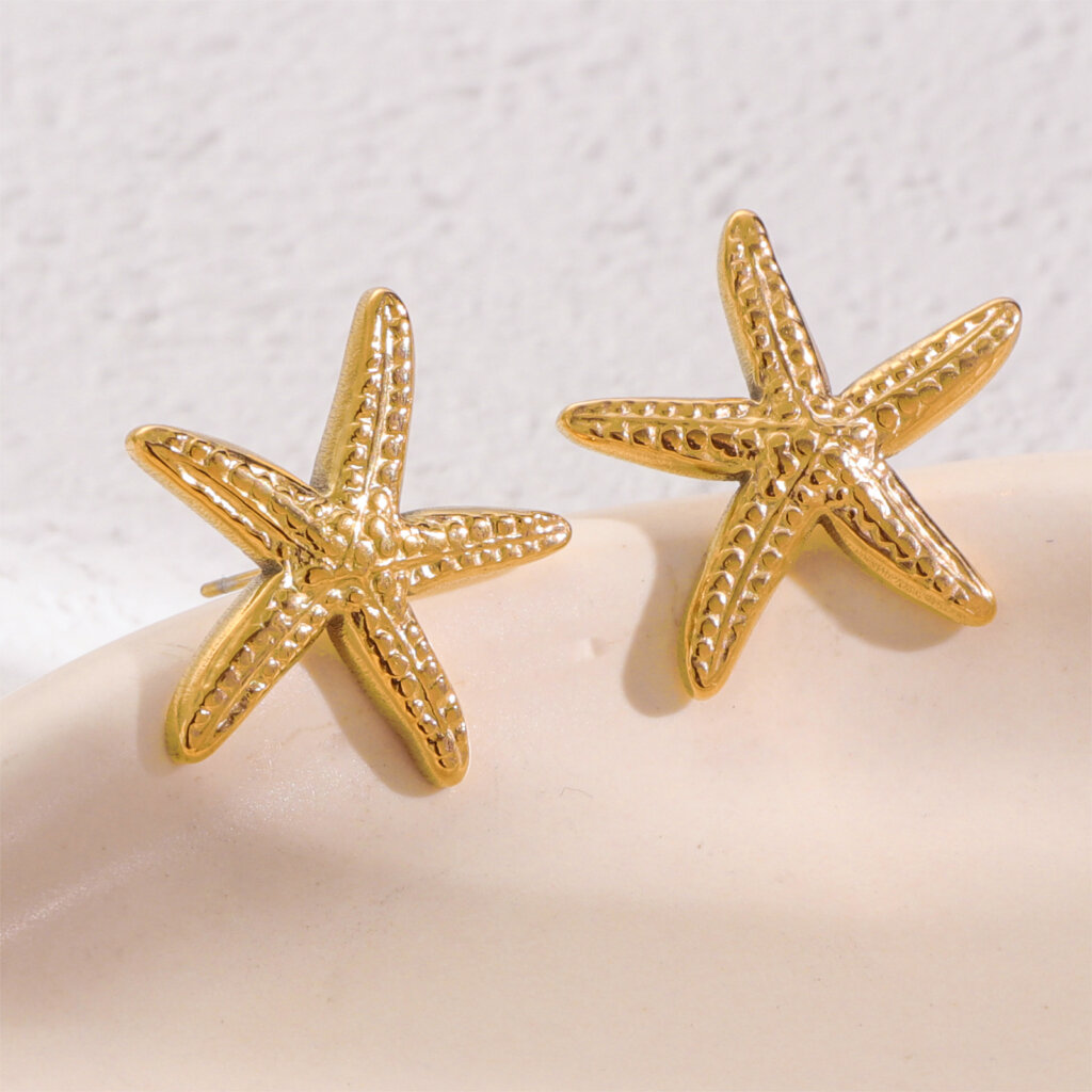 Ocean Inspired Elegance Gold Plated Starfish Stud Earrings