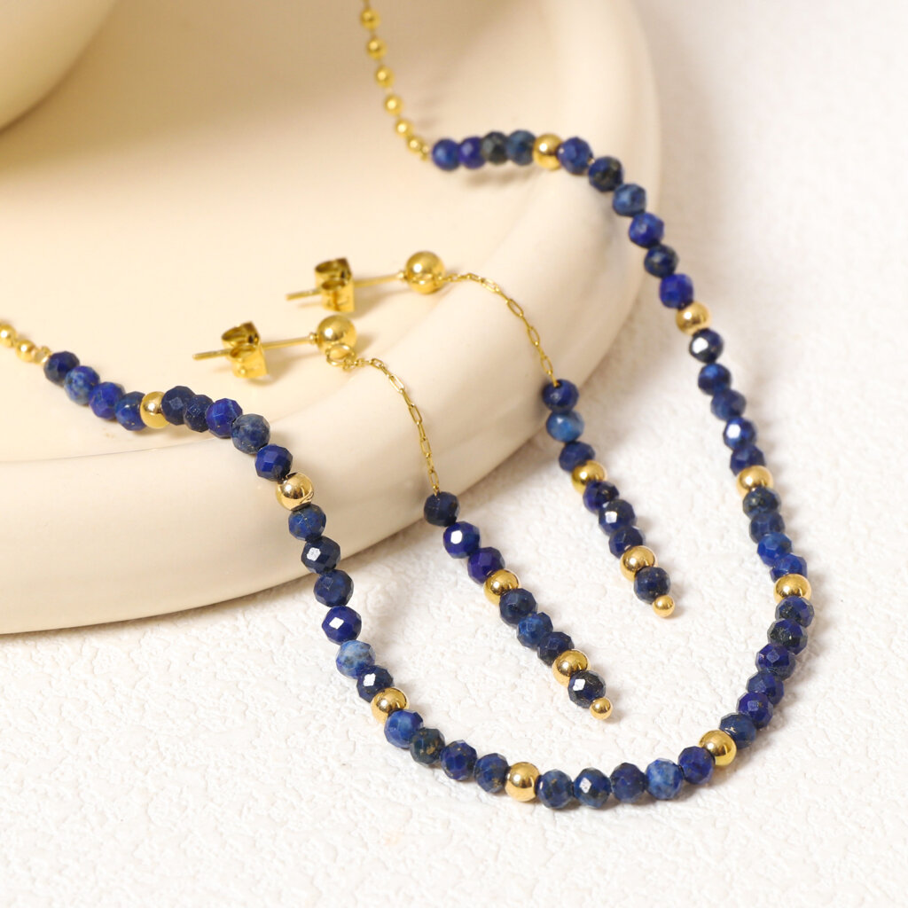 Exquisite 18K Gold Plated Stainless Steel Natural Stone Jewelry Sets
