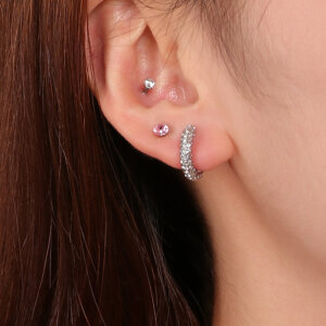 Sparkle Zirconia Huggie Earrings in Gold and Rhodium Plating