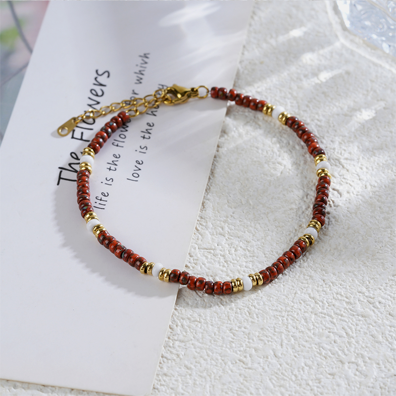 Colorful Boho Czech Seed Bead Bracelet with 18K Gold Plated Accents