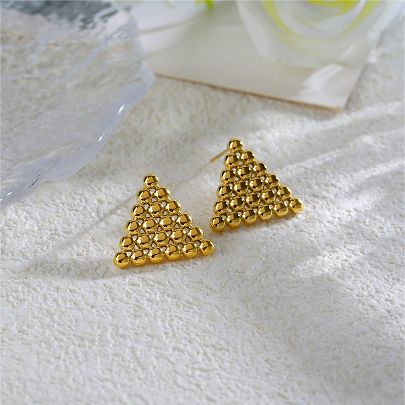 Modern Chic Gold Plated Stainless Steel Geometric Stud Earrings