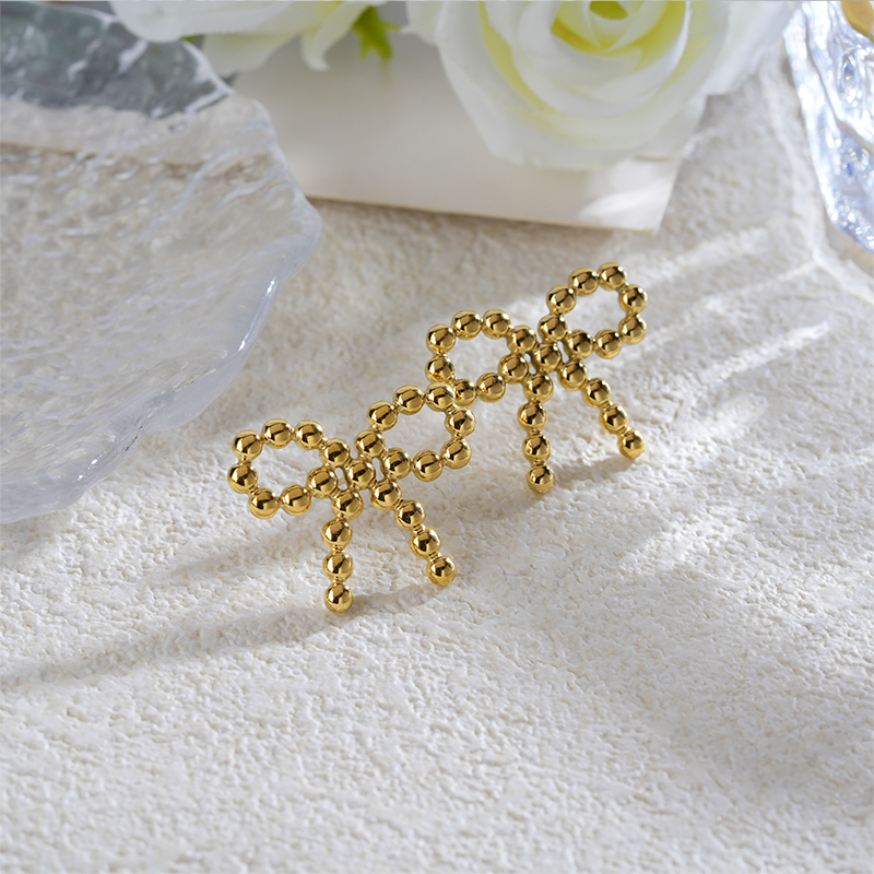 Modern Chic Gold Plated Stainless Steel Geometric Stud Earrings