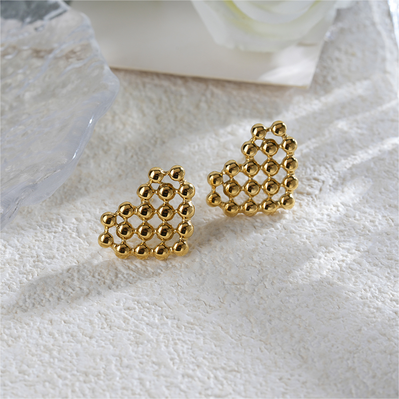 Modern Chic Gold Plated Stainless Steel Geometric Stud Earrings