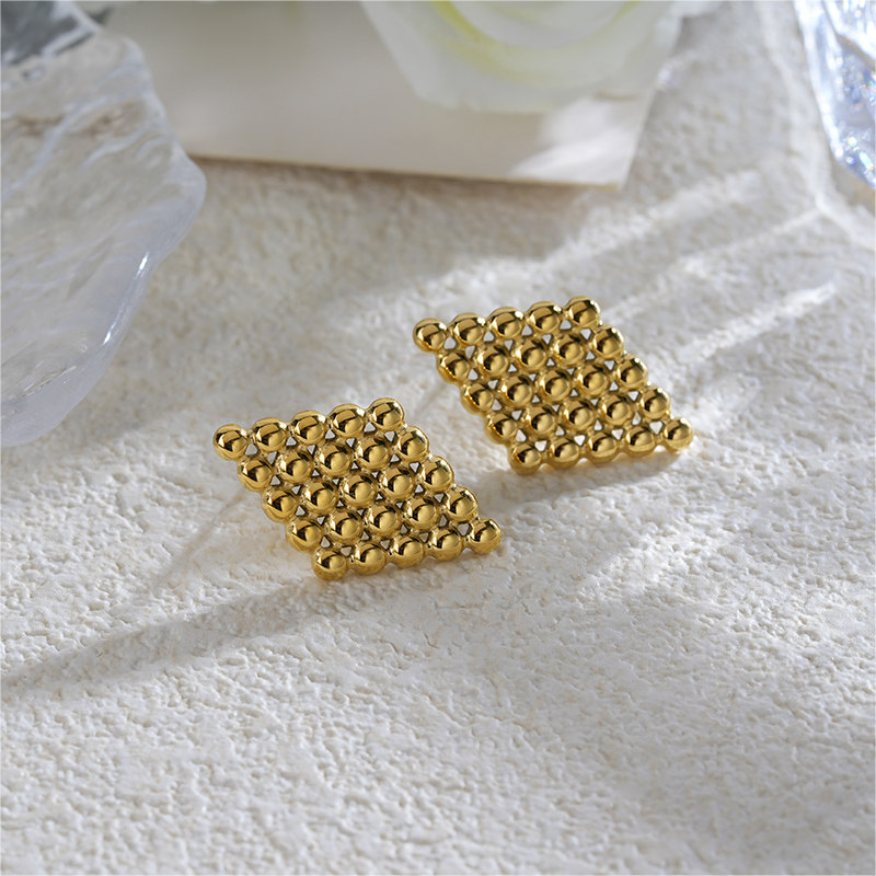 Modern Chic Gold Plated Stainless Steel Geometric Stud Earrings
