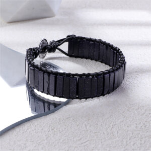 Natural Stone Braided Leather Bracelet with Stainless Steel Clasp