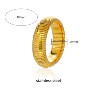 Flexible Chunky 18K Gold Plated Stainless Steel Bangle Set