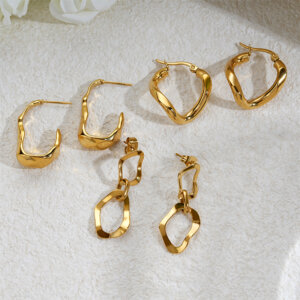 Geometric Shaped Earrings Collection in 18K Gold Plated Stainless Steel