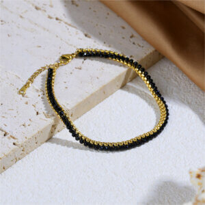 18K Gold Plated Stainless Steel Natural Stone Box Chain Bracelets