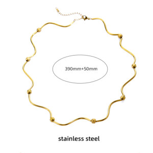 18K Gold Plated Geometric Necklace Set with Architectural Lines