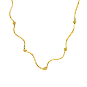 18K Gold Plated Geometric Necklace Set with Architectural Lines