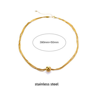 18K Gold Plated Geometric Necklace Set with Architectural Lines