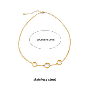 18K Gold Plated Geometric Necklace Set with Architectural Lines
