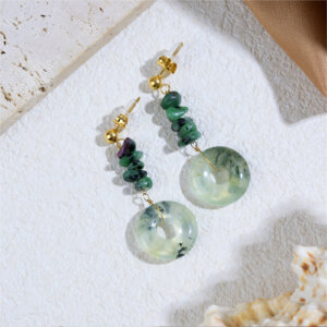 18K Gold Plated Stainless Steel Natural Stone Drop Earrings 