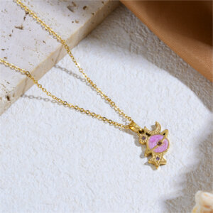 18K Gold Plated Stainless Steel Dreamy Planet Pendant Necklace