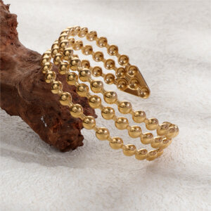 Triple Row Stainless Steel Cuff Bracelet in Gold or Silver Color