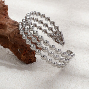 Triple Row Stainless Steel Cuff Bracelet in Gold or Silver Color