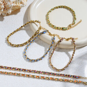 Boho Chic Colorful Handmade Braided 18K Gold Plated Bracelets