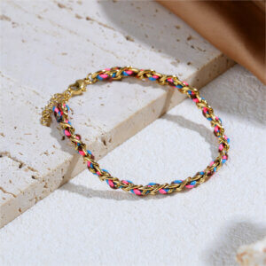 Boho Chic Colorful Handmade Braided 18K Gold Plated Bracelets