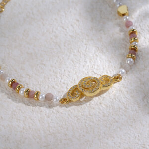 Auspicious Clouds Natural Stone Bracelet with 18K Gold Plated Copper