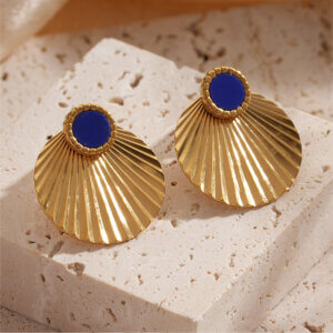 Sunbeam Elegance 18K Gold Natural Stone Shell Shaped Earrings