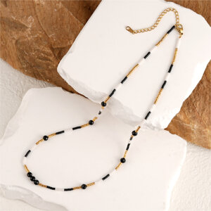 Handmade Natural Stone Bead Necklace With Miyuki Seed Beads