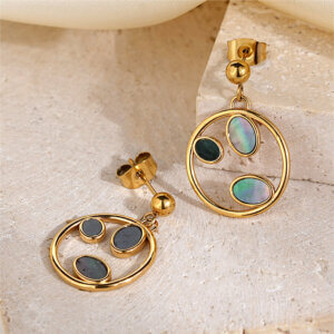 Elegant Gold Shell Earrings with Modern Geometric Frame