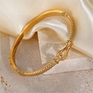 Justop Fashion Jewelry | Elegant Stainless Steel Cuff Bangle Bracelet in Gold and Silver