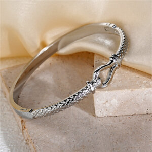 Justop Fashion Jewelry | Elegant Stainless Steel Cuff Bangle Bracelet in Gold and Silver