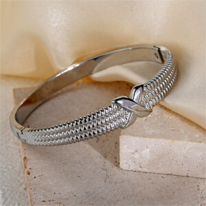 Justop Fashion Jewelry | Elegant Stainless Steel Cuff Bangle Bracelet in Gold and Silver