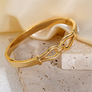 Justop Fashion Jewelry | Elegant Stainless Steel Cuff Bangle Bracelet in Gold and Silver