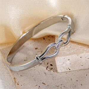 Justop Fashion Jewelry | Elegant Stainless Steel Cuff Bangle Bracelet in Gold and Silver