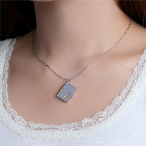 Stainless Steel Mini Book Locket Necklace with Hidden Pages