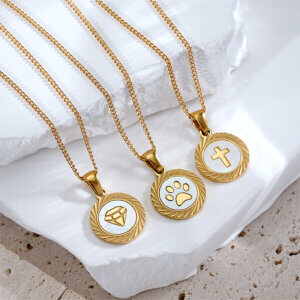 Elegant 18K Gold Plated Stainless Steel Shell Pendant Necklace