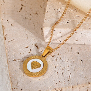 Elegant 18K Gold Plated Stainless Steel Shell Pendant Necklace