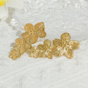 Elegant Gold Floral Statement Earrings Inspired By Heather Blooms