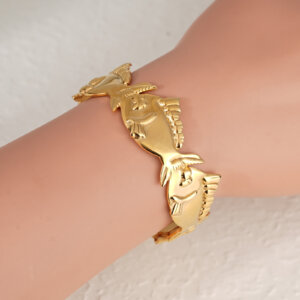 Ocean Inspired 18K Gold Plated Stainless Steel Fish Bangle Bracelet