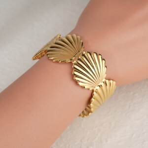Gold Shell Cuff Bracelet Mermaid Inspired Elegance