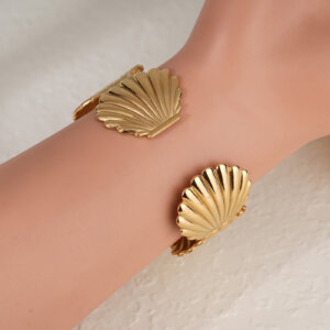Gold Shell Cuff Bracelet Mermaid Inspired Elegance