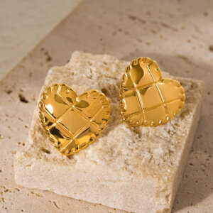Justop Fashion Jewelry | Unique Heart Earrings Collection In Gold Plated Stainless Steel Studs