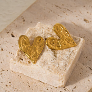 Justop Fashion Jewelry | Unique Heart Earrings Collection In Gold Plated Stainless Steel Studs