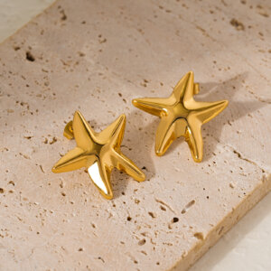 Retro Modern 18K Gold Plated Stainless Steel Geometric Stud Earrings Set