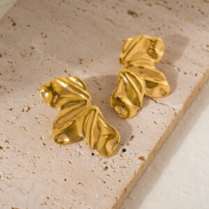 Retro Modern 18K Gold Plated Stainless Steel Geometric Stud Earrings Set
