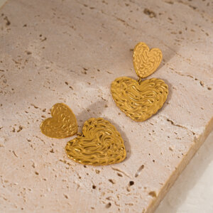 Trendy Stainless Steel Gold Earrings in Artistic and Romantic Designs