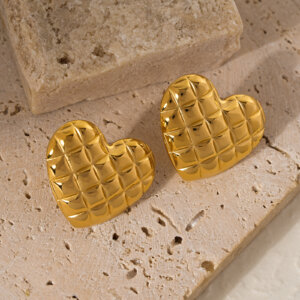 Justop Fashion Jewelry | Unique Heart Earrings Collection In Gold Plated Stainless Steel Studs