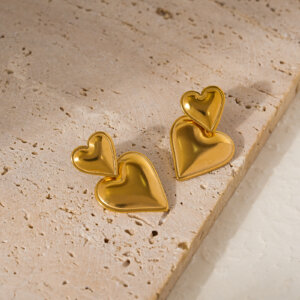 Trendy Stainless Steel Gold Earrings in Artistic and Romantic Designs