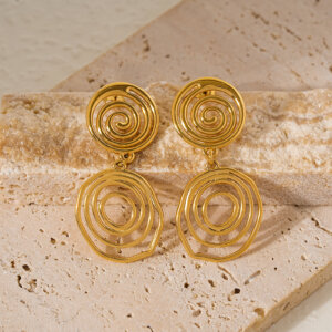 Trendy Stainless Steel Gold Earrings in Artistic and Romantic Designs
