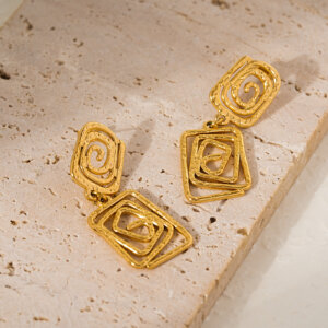 Trendy Stainless Steel Gold Earrings in Artistic and Romantic Designs