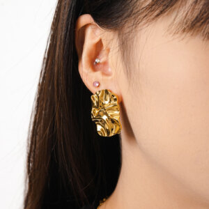 Retro Modern 18K Gold Plated Stainless Steel Geometric Stud Earrings Set