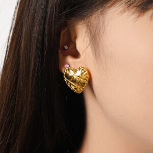 Justop Fashion Jewelry | Unique Heart Earrings Collection In Gold Plated Stainless Steel Studs